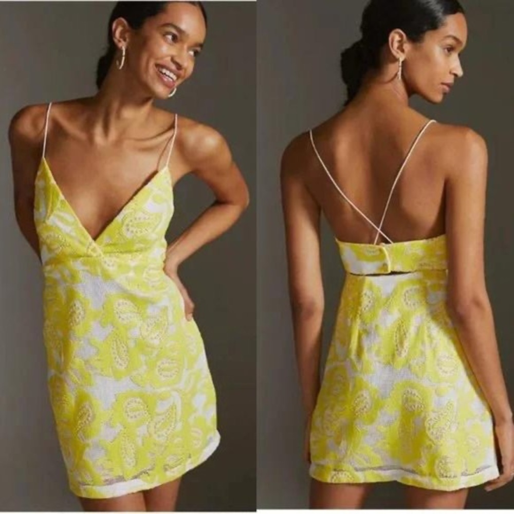 Anthropologie Maeve Strappy Lace Mini Dress